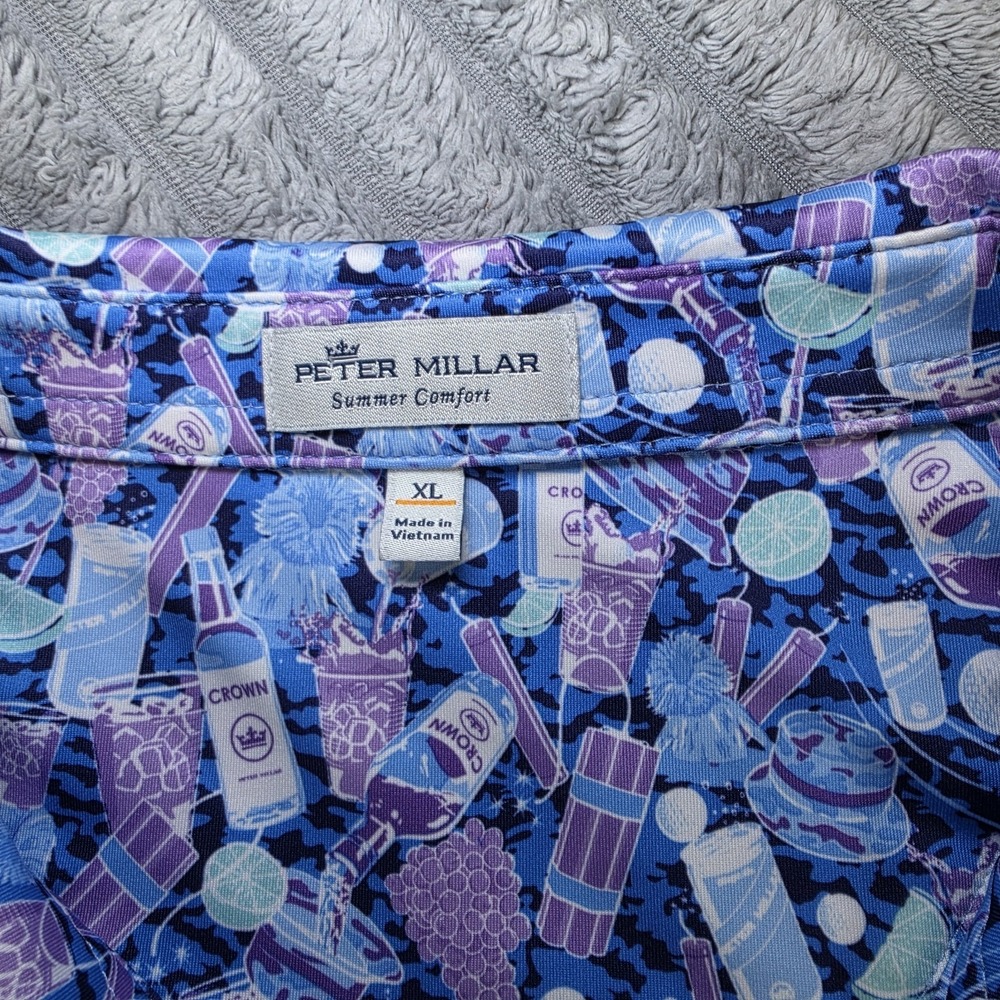 Peter Millar Caddyshack Print Golf Polo Shirt Mens XL Multicolor Short Sleeve - Picture 3 of 13